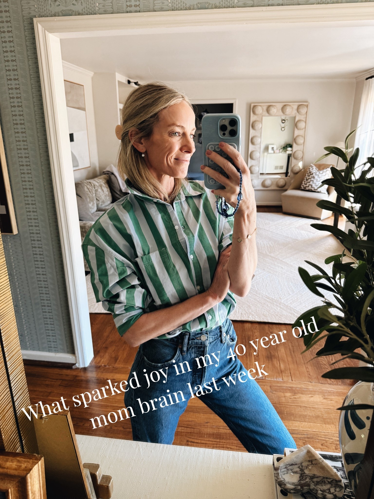 Things and Looks that sparked joy 💚🩵

M old navy top striped
XS denim 
Madewell 26 tall and small top 
Tuckernuck 2 dress
Small sheer navy top 
M quince sweater 
