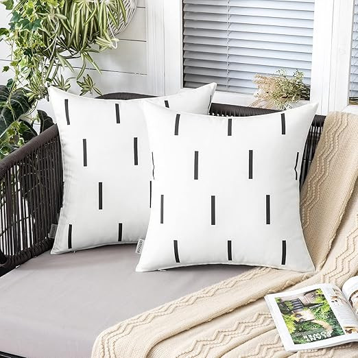 MIULEE Set of 2 Decorative Outdoor Waterproof Throw Pillow Covers Geometric Square Pillowcases St... | Amazon (US)