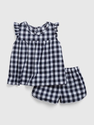 babyGap 100% Recycled Gingham PJ Shorts Set | Gap (US)