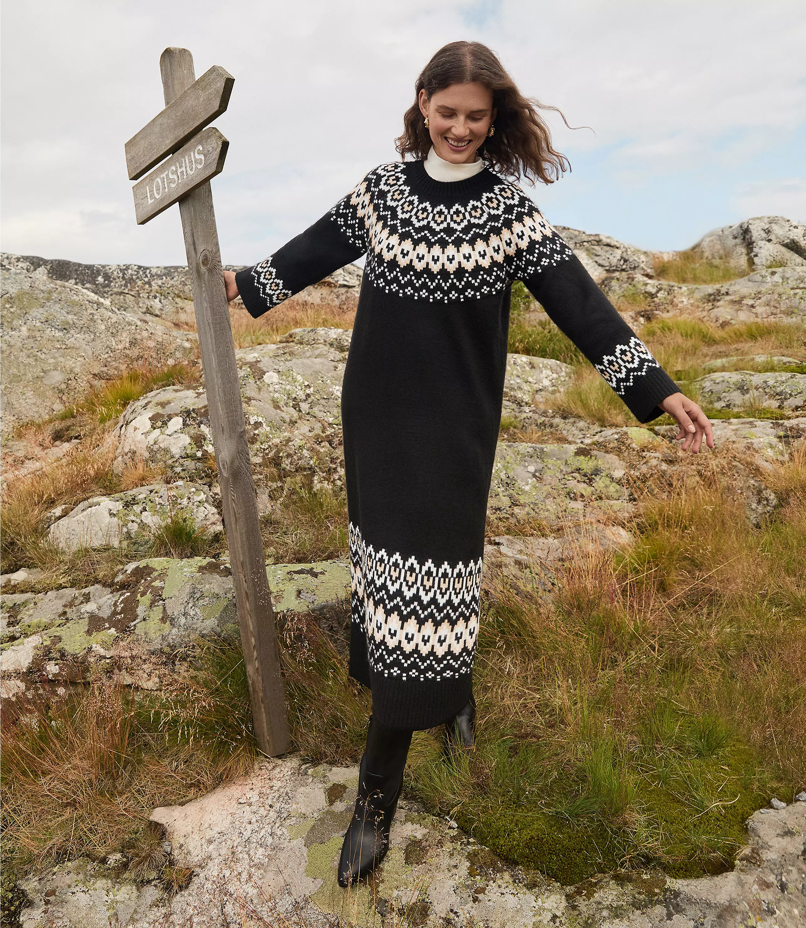 Fair Isle Relaxed Midi Sweater Dress | LOFT