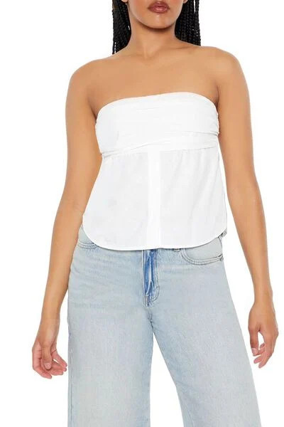 Poplin Strapless Top | Forever 21