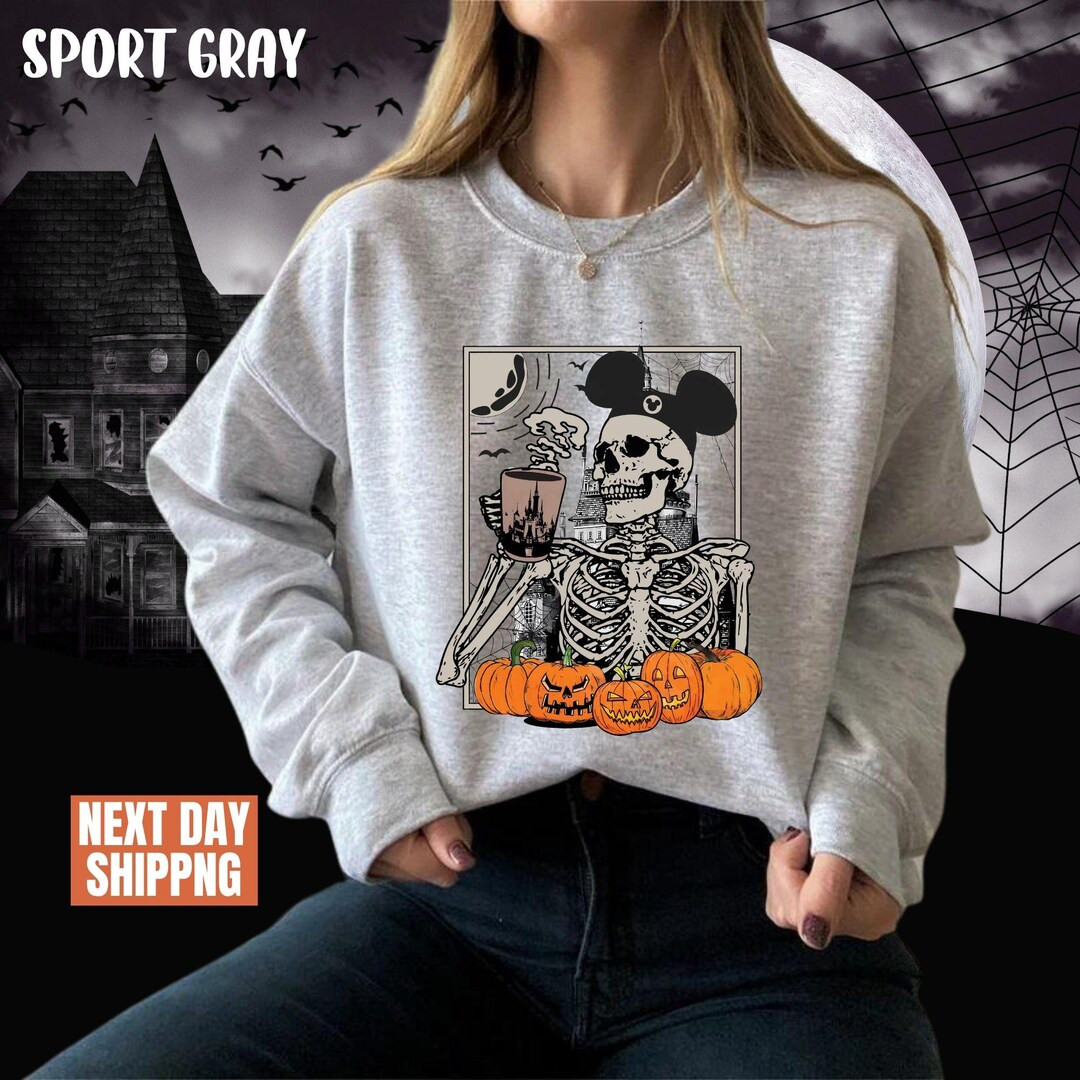 Mickey Skeleton Halloween Sweatshirt, Disney Halloween Pumpkin Sweatshirt, Trick or Treat Sweatsh... | Etsy (US)