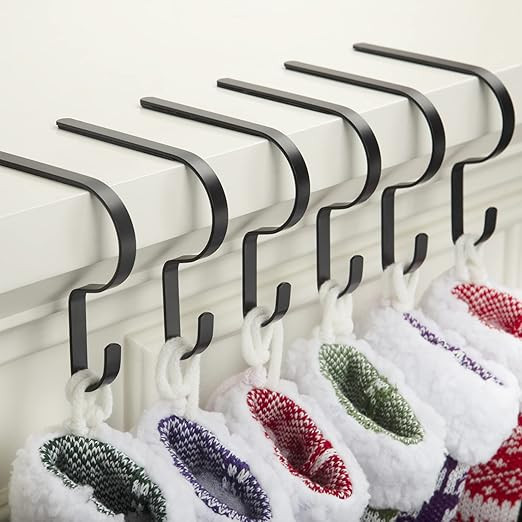 Christmas Stocking Holders for Mantel Set of 6, Damage-Free Mantel Hooks Hangers for Stockings wi... | Amazon (US)