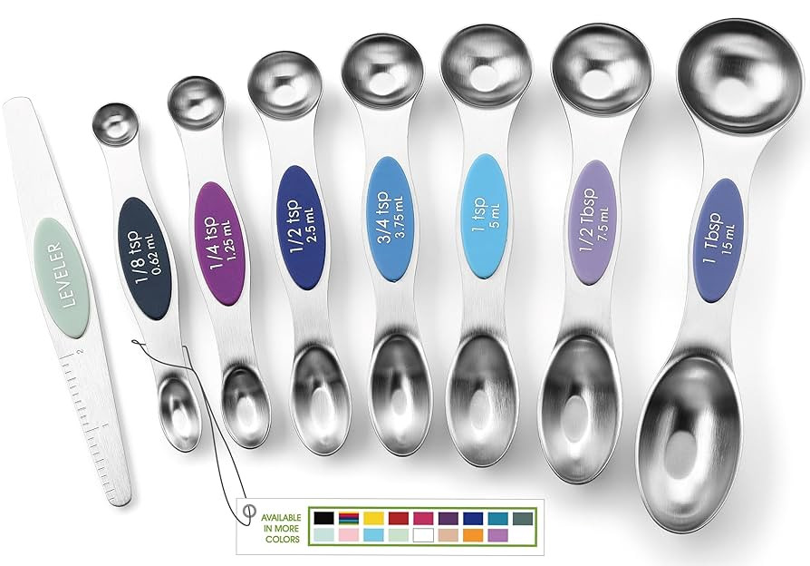 Spring Chef Stainless Steel Magnetic Measuring Spoons Set of 8 with Leveler, Dual Sided Metal Tea... | Amazon (US)