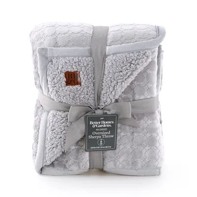 Better Homes & Gardens Embossed Velvet Plush Reverse Sherpa Throw 50” x 72” Soft Silver | Walmart (US)