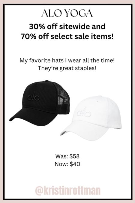 Alo yoga 30% off sitewide and 70% off select sale items! I wear these hats all the time and they’re a closet staple! 

#LTKCyberWeek #LTKsalealert #LTKfindsunder50