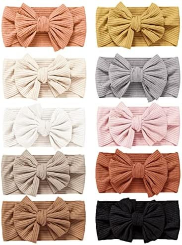 Pack of 10, Baby Girls Headbands with Bows Handmade Hair Accessories Stretchy Hairbands for Newbo... | Amazon (US)
