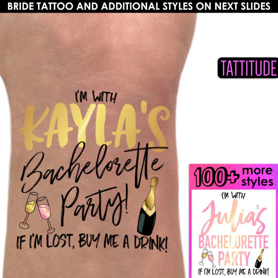 Im With Bachelorette Party Tattoos | if lost buy me a drink bachelorette party tattoos, custom te... | Etsy (US)