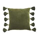 Mud Pie Velvet Tassel Pillow, 18" x 18", Green 81 Count | Amazon (US)