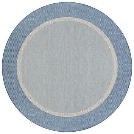 Couristan Recife Stria Texture Indoor / Outdoor Area Rug Champagne- Blue 8 6 Round | Walmart (US)