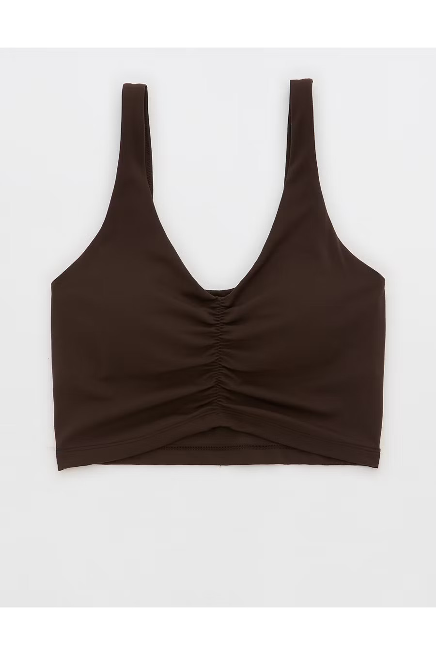 OFFLINE By Aerie Real Me Low Key Ruched Longline Sports Bra Women's Deep Earth M | Aerie