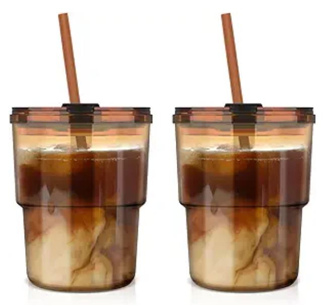 on sale! 
13 oz Tumbler Water Glass Cups with Straw & Lid, Reusable Iced Coffee, Tea Cups, Leak-Proof Thick Wall Travel Glass Tumbler for Home, Office, Car Cup Holder Friendly, BPA Free (Amber, 2 Pack) cute trendy glass cups 

 #LTKHome #LTKSaleAlert