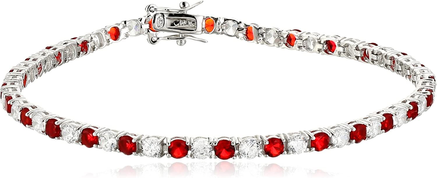 Amazon Collection .925 Sterling Silver Alternating AAA Cubic Zirconia Tennis Bracelet, 7.5" | Amazon (US)