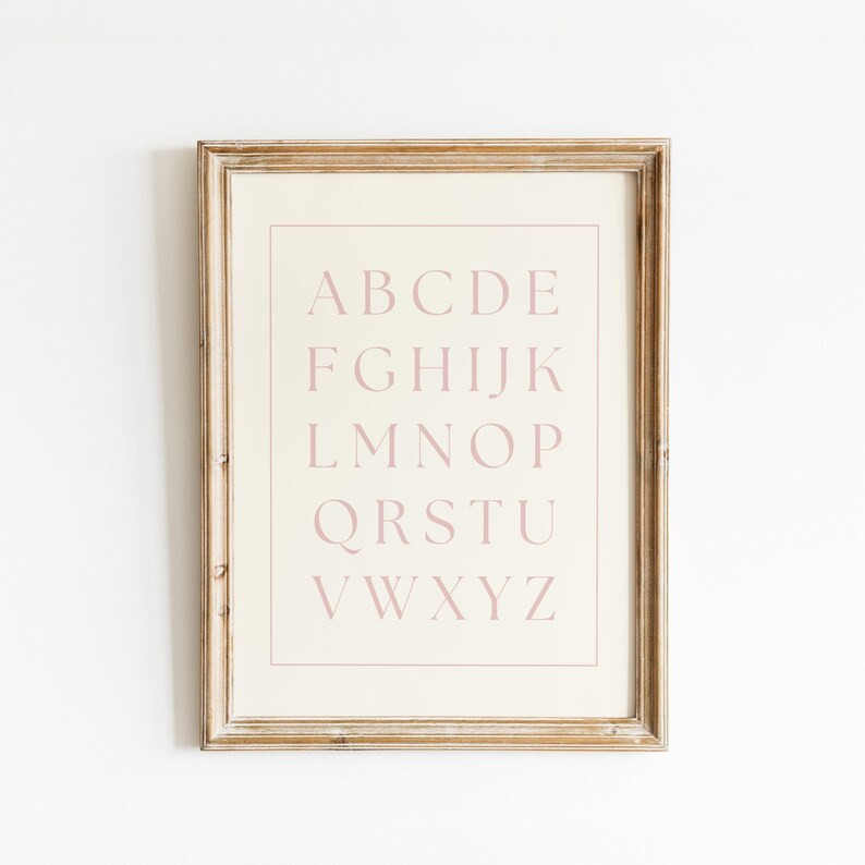 Vintage Style Alphabet Print, Neutral Girls Room Decor, Vintage Nursery Decor, Baby Girl Nursery,... | Etsy (US)
