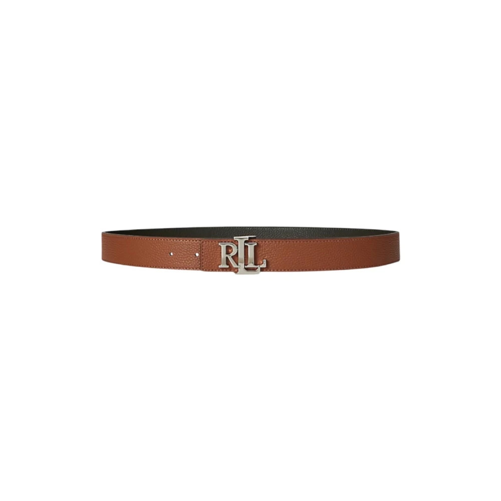 Ralph Lauren, Accessoires , unisex, Bruin, M, Leer, Dubbelzijdige hamerlederen riem met logo | Miinto Belgium