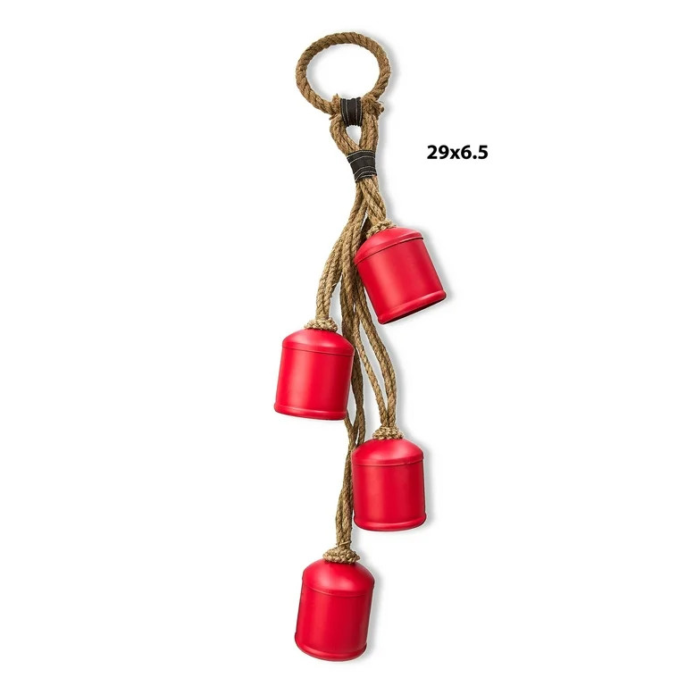 4-Count Metal Hanging Bells Christmas Decoration in Red Finish, 28.75 in, by Holiday Time | Walmart (US)