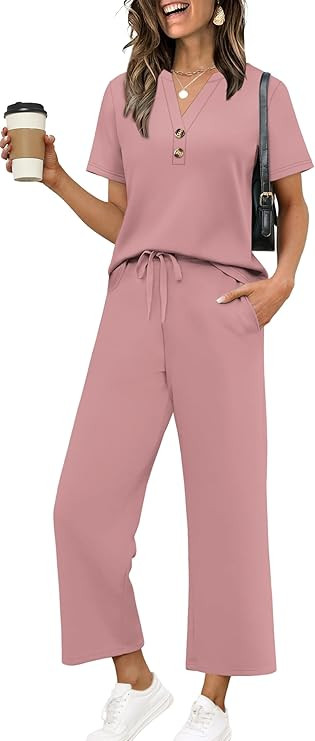 OFEEFAN 2 Piece Sets for Women Spring Fashion Beach Vacation Cruise Outfit Dressy Casual Wide Leg... | Amazon (US)