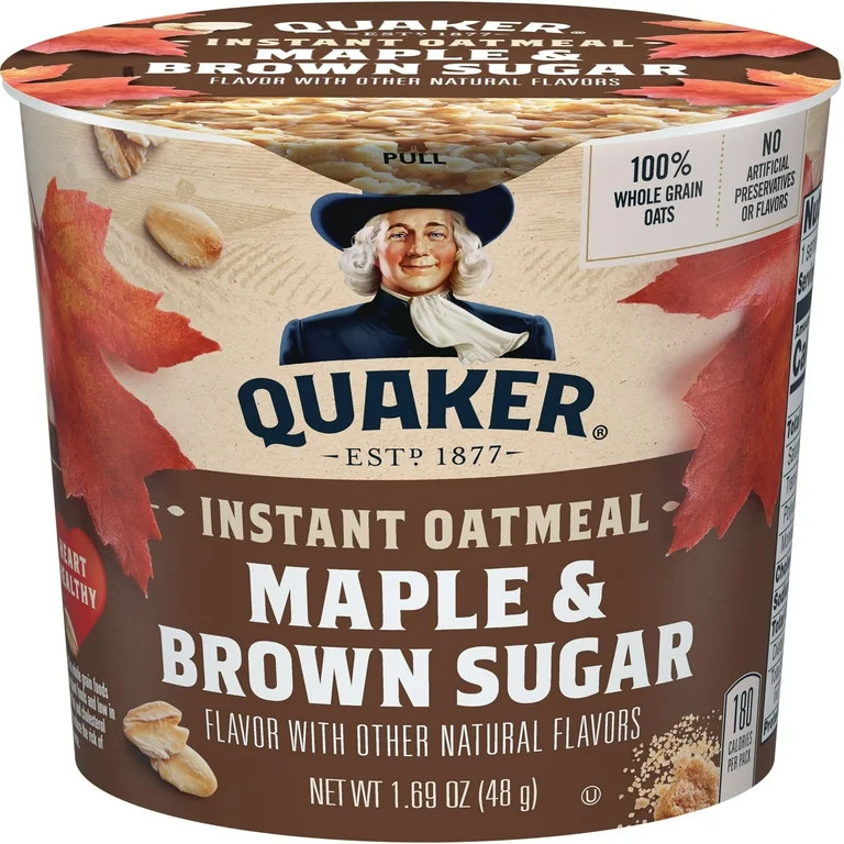 Quaker, Instant Oatmeal, Maple & Brown Sugar, 1.69 oz, 1 Count Cup | Walmart (US)