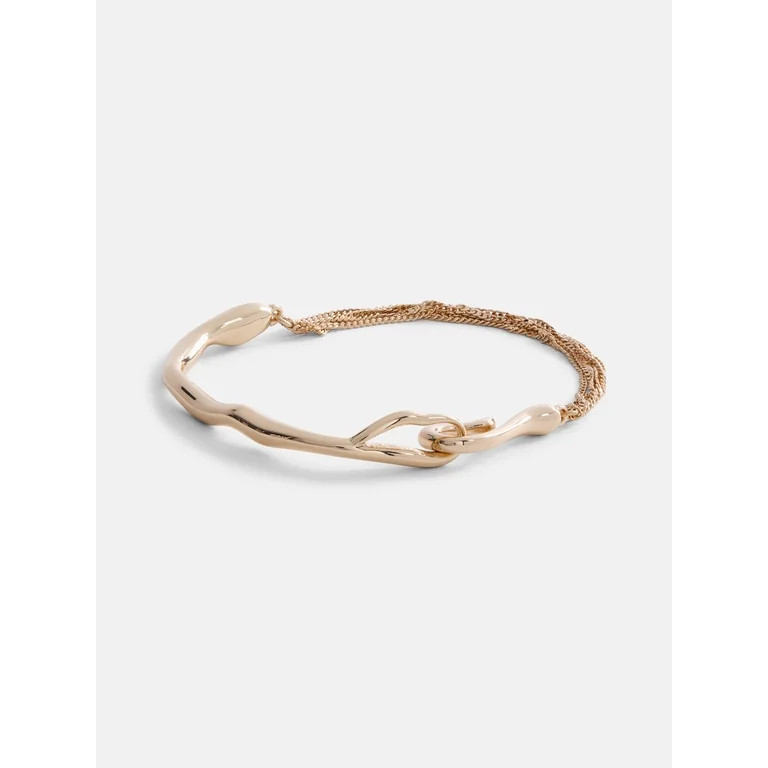 Scenario Women's Gold-Tone Chain Bracelet with Sculpted Bar | Walmart (US)