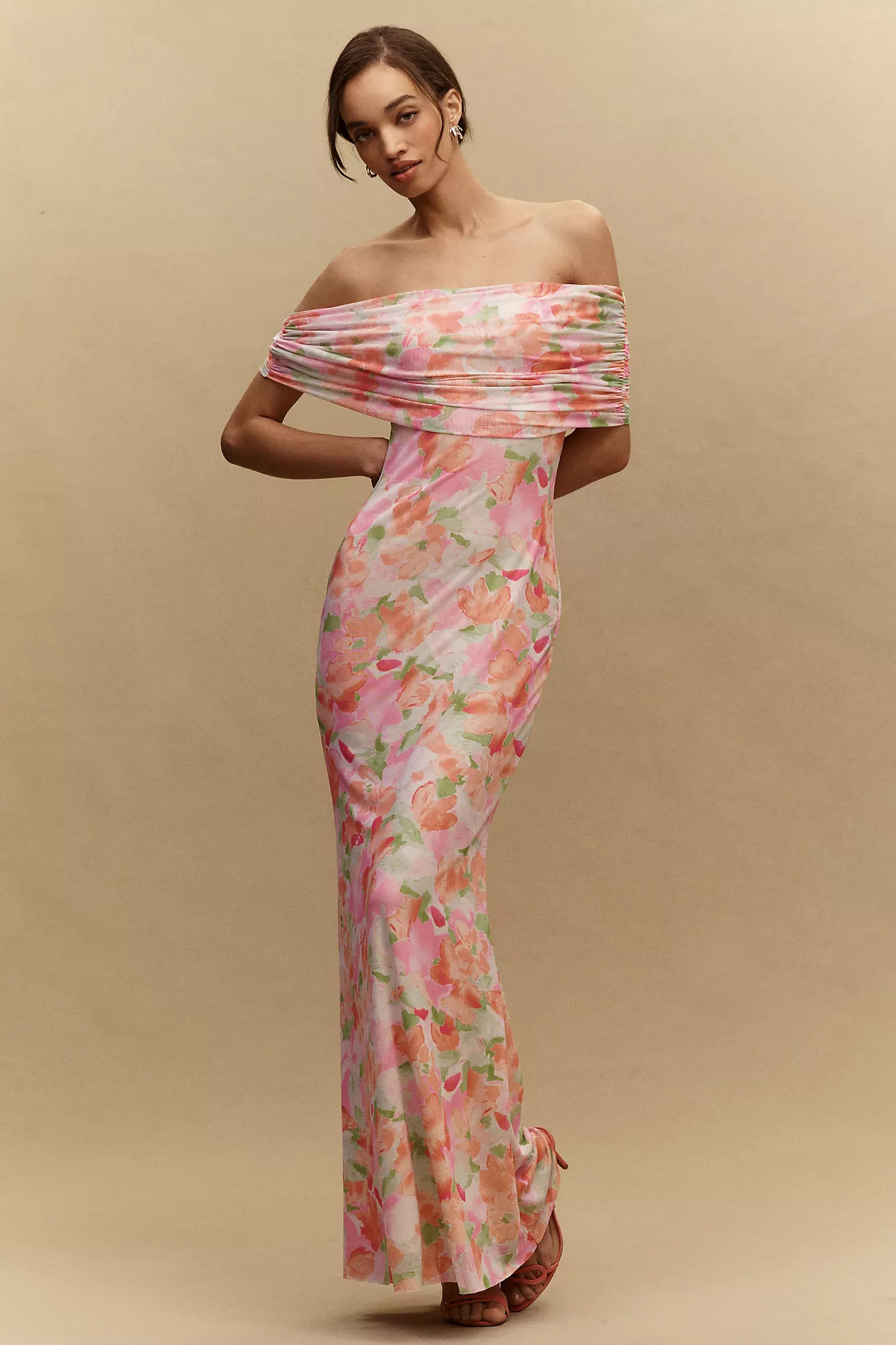 AFRM McCall Off-the-Shoulder Stretch Mesh Maxi Dress | Anthropologie (US)