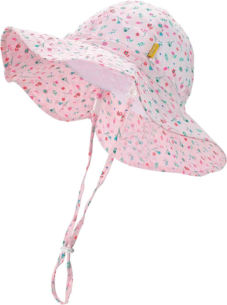Baby Girls Sun Hat Cute Flower Toddler Summer Outdoor Infant Beach Wide Brim Flowers and tie dye | Amazon (US)