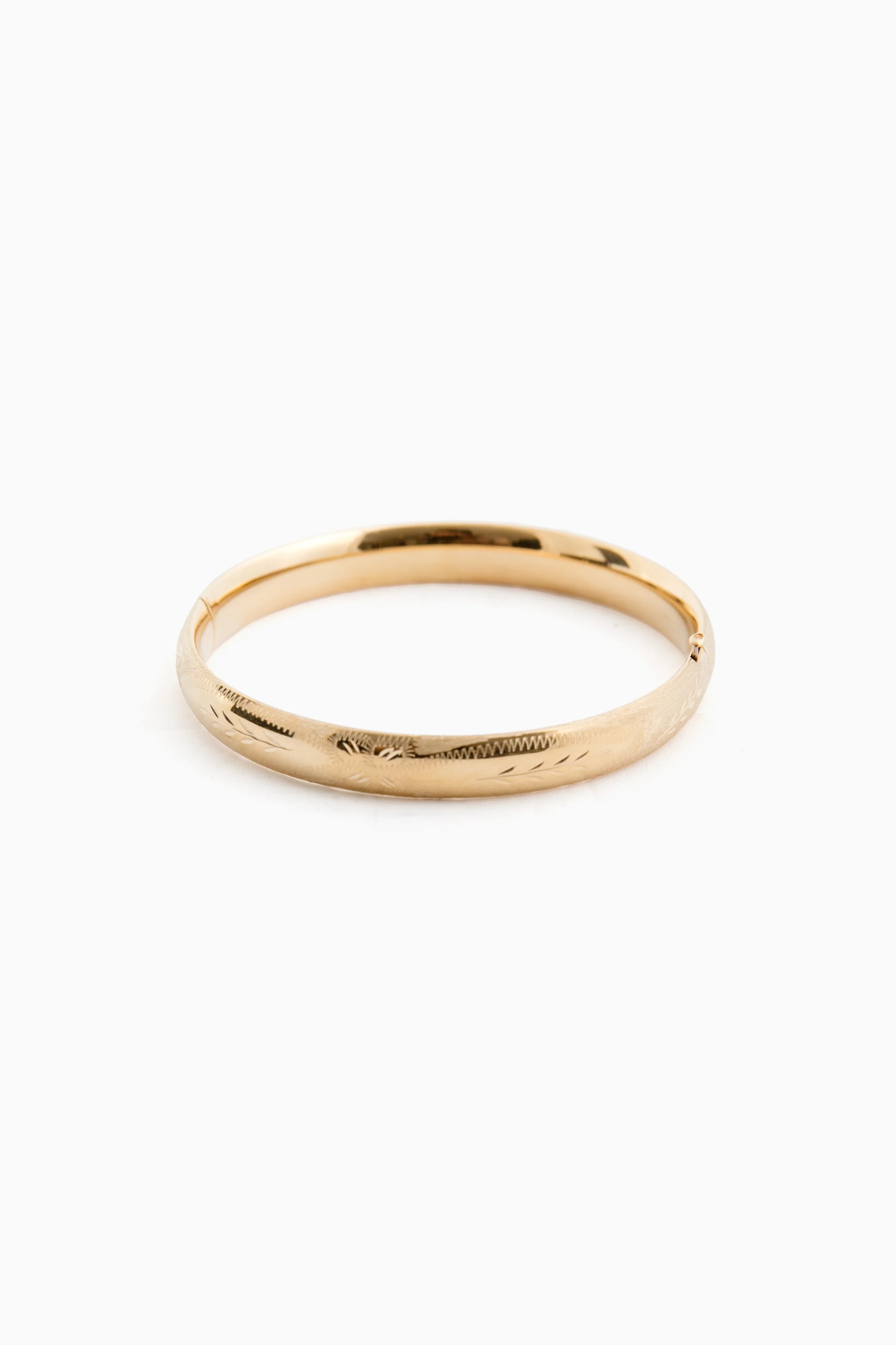 14k Yellow Gold Classic Etched Floral Bangle (.31"w) | Tuckernuck (US)