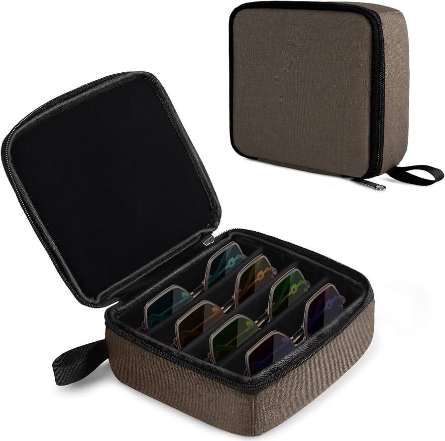 Bukere Travel Sunglasses Organizer Case, Adjustable Slot For Multiple Pairs, Portable Eyeglasses ... | Amazon (US)