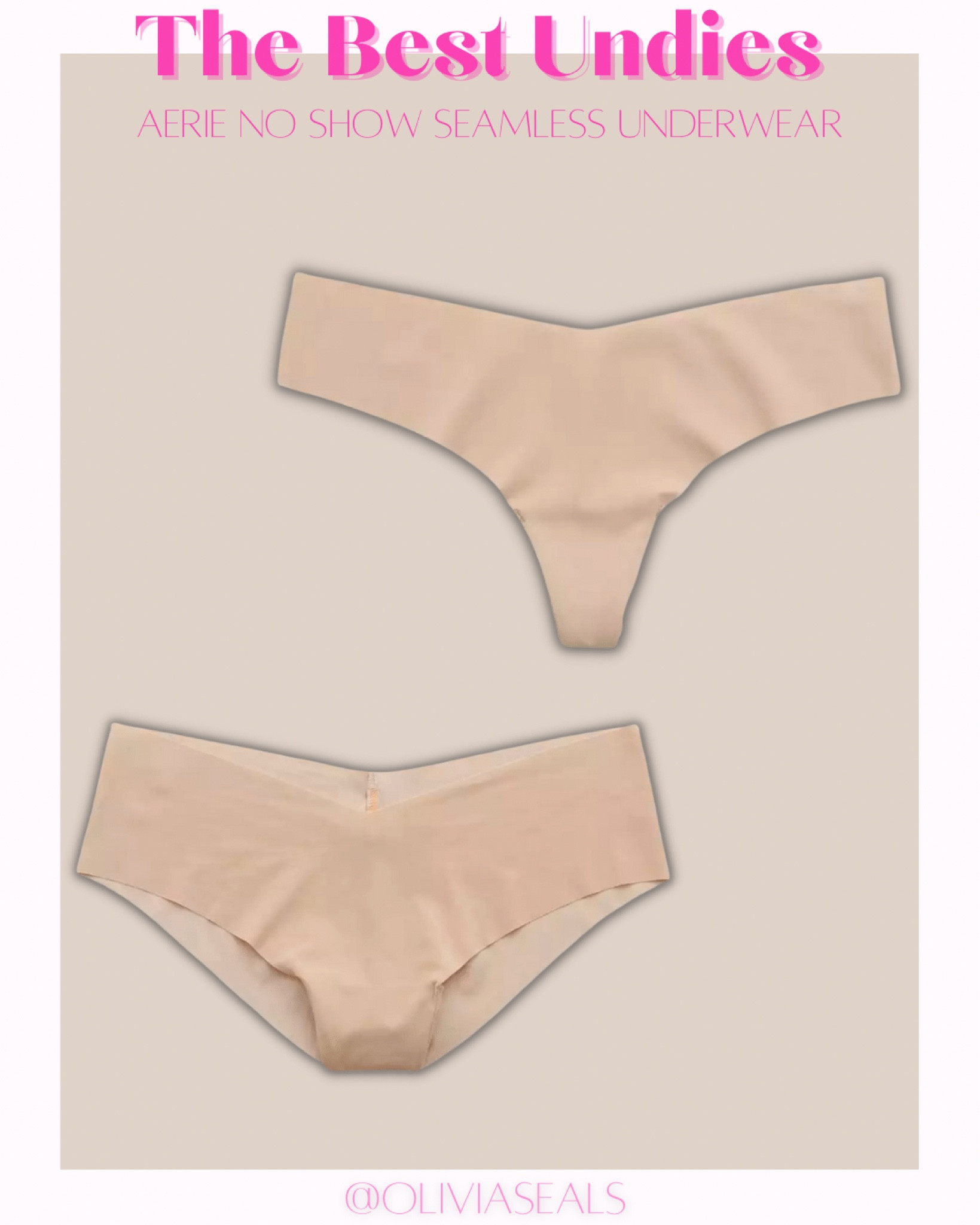 Aerie no show seamless nude laser cut underwear on sale! A must-have basic in everyone’s wardrobe - you can wear them under anything without worry of them showing. They’re super comfy and I often forget I have them on! 

#LTKFind #LTKsalealert #LTKSale