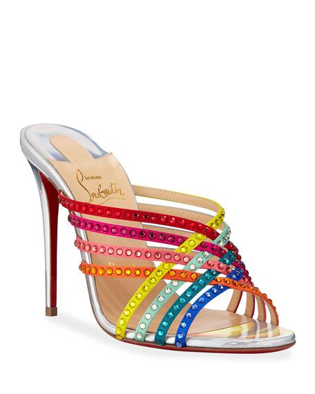 Christian Louboutin Marthastrass 100 Red Sole Slide Sandals | Neiman Marcus