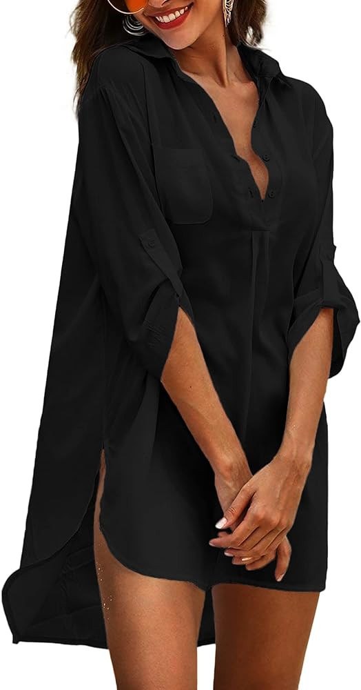 Ekouaer Womens Cover Up Shirt Swimsuit Beach Bikini Beachwear Bathing Suit S-3XL | Amazon (US)
