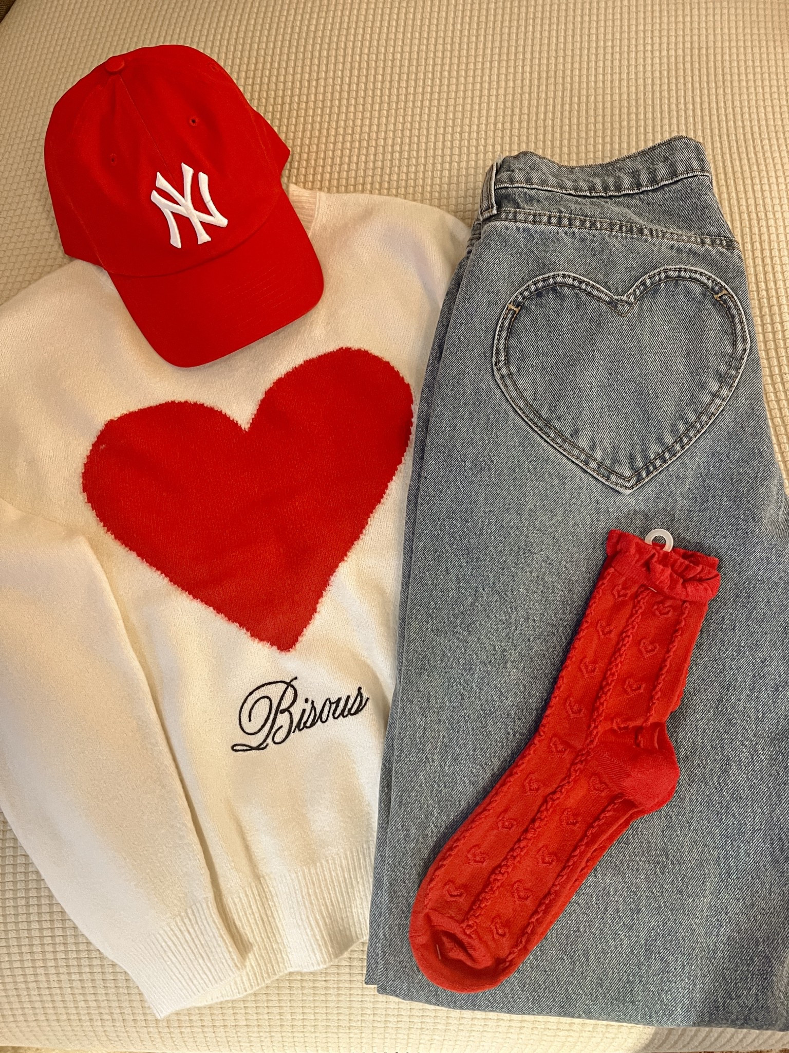 Cozy Valentine outfit inspo for moms ❤️
A soft heart sweater, relaxed mom jeans, and a red cap for an easy pop of color — comfy enough for everyday mom life but still festive for Valentine’s season. Finished it off with heart socks because the little details make it fun.
Everything is linked here 🤍

#LTKFindsUnder100 #LTKootd #LTKmomlife
