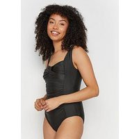 M&Co Everyday Twist Front Swimsuit - Black, Black, Size 16, Women | Very (UK)