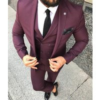 Burgundy Three Piece - Men Burgundy Suits Formal Suit Three Piece Dinner Night Elegant Party | Etsy (US)