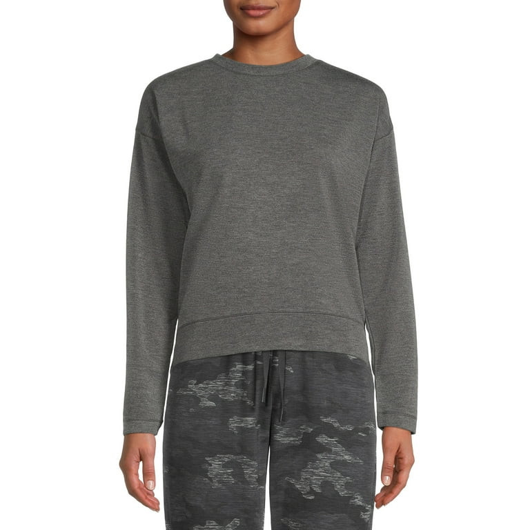 Avia Women's Long Sleeve Drop Shoulder Soft French Terry Cloth Tee | Walmart (US)