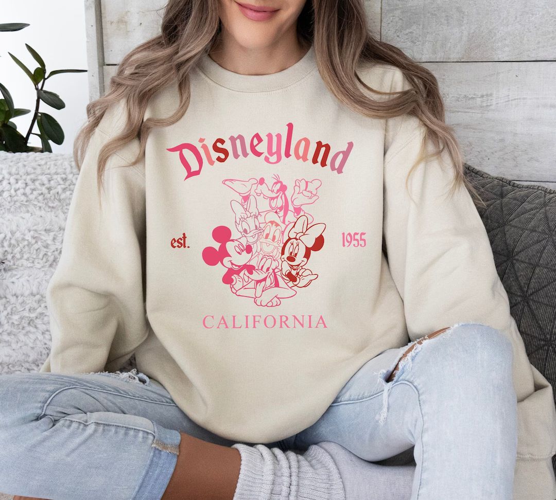 Disneyland California Est. 1955 Sweatshirt, Disney Valentine's Day Trip Sweatshirt, Disney Couple... | Etsy (US)