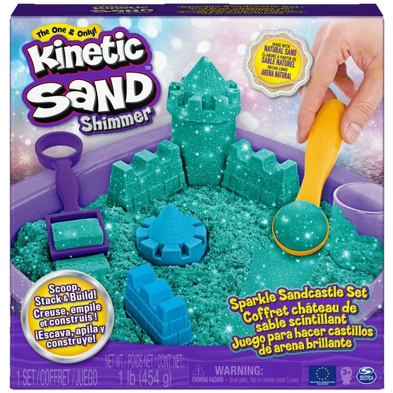 Kinetic Sand Sparkle Sandcastle Set w/ 1lb Teal Shimmer Kinetic Sand | Walmart (US)