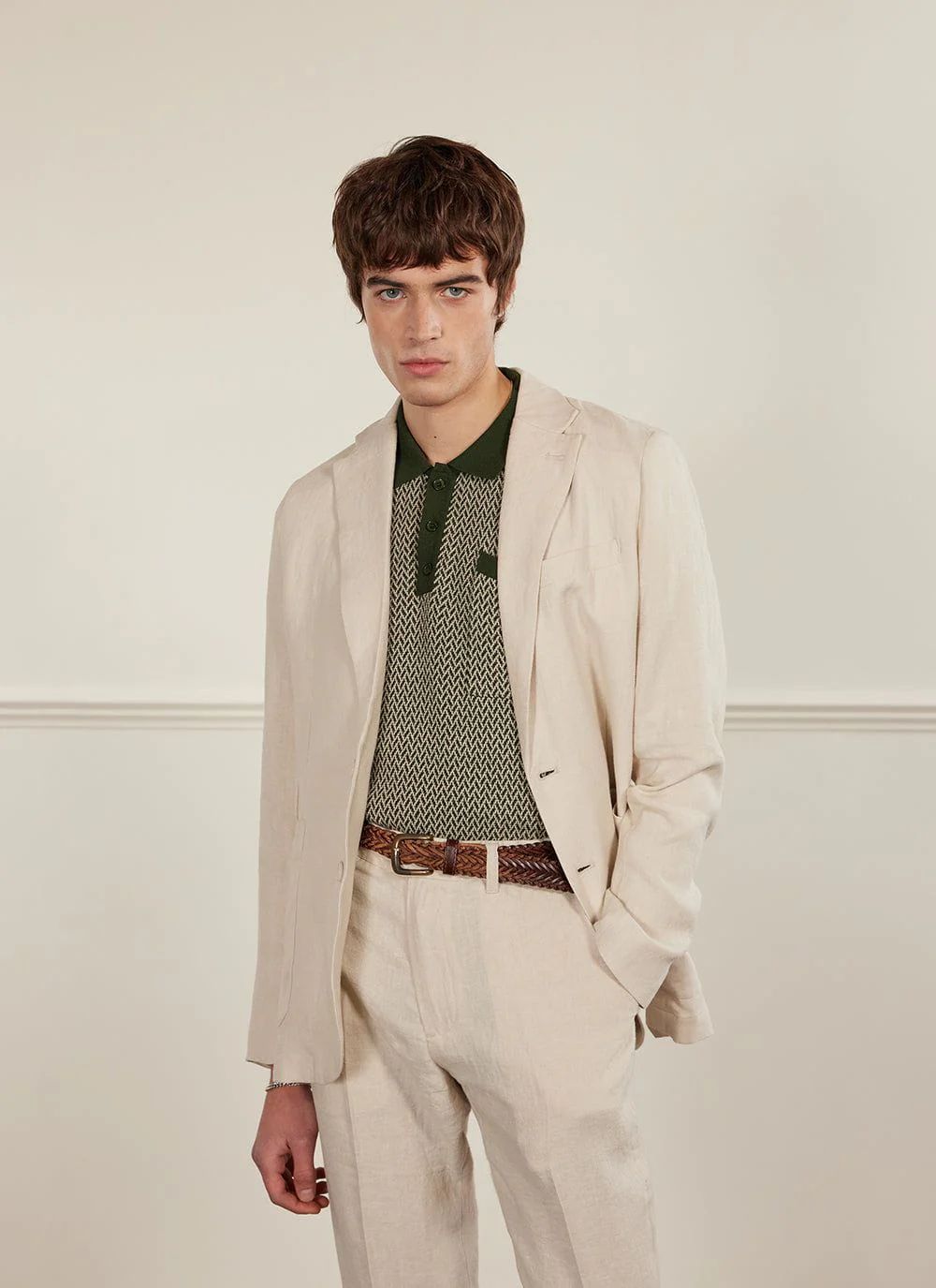 Tailored Linen Blazer | Stone | Percival Menswear