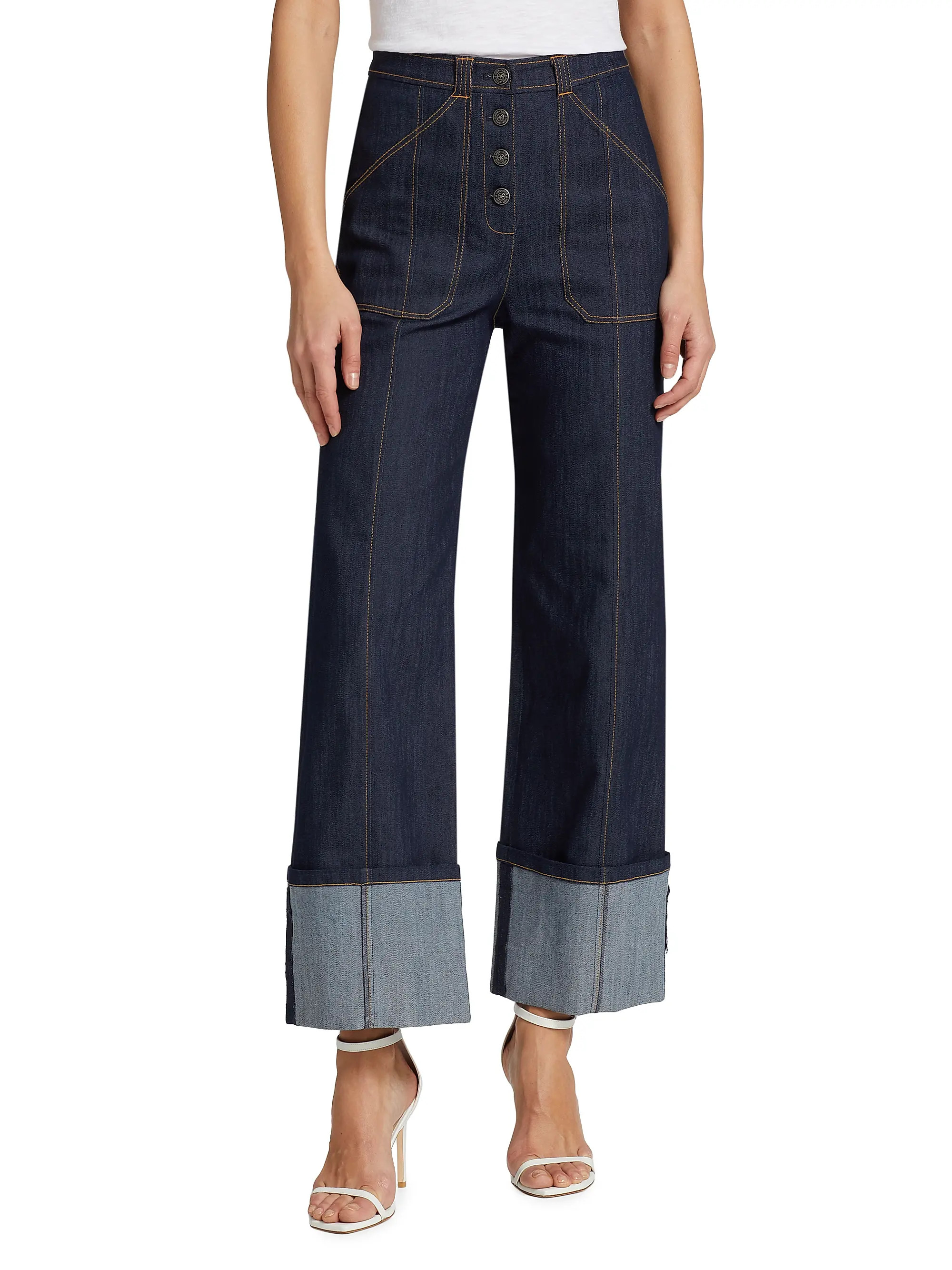 Cinq à Sept Benji Cuffed Wide-Leg Jeans | Saks Fifth Avenue | Saks Fifth Avenue