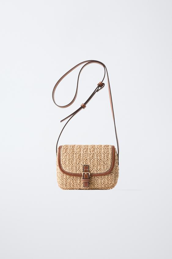 RAFFIA EFFECT CROSSBODY BAG | Zara US