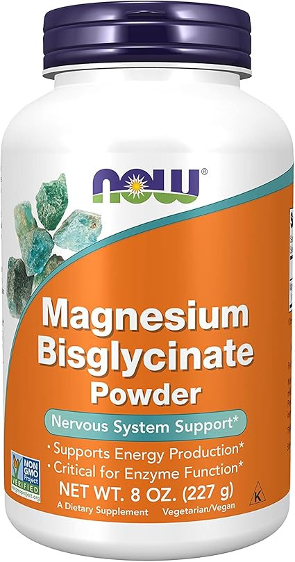 NOW Supplements, Magnesium Bisglycinate Powder, Enzyme Function*, Nervous System Support*, 8-Ounc... | Amazon (US)