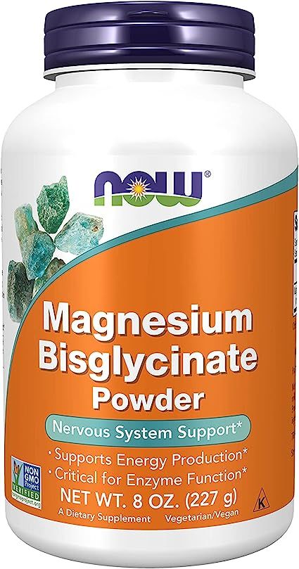 NOW Supplements, Magnesium Bisglycinate Powder, Enzyme Function*, Nervous System Support*, 8-Ounc... | Amazon (US)