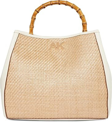Anne Klein Bamboo top Handle Tote, Anne White/Straw | Amazon (US)