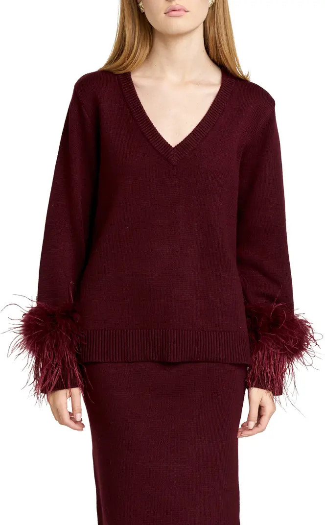 WAYF Bethany Feather Trim Sweater | Nordstrom | Nordstrom