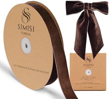 Brown Velvet Ribbon 1'' 25 Yards for Christmas Tree, Gift Wrapping, Flower Bouquet, Wreath Decora... | Amazon (US)