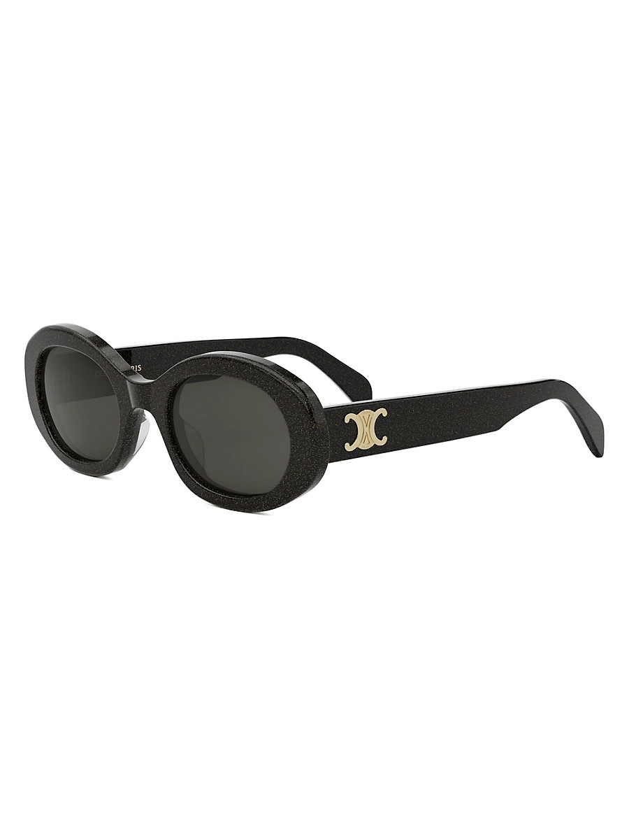 Women's Triomphe 52MM Oval Sunglasses - Black Crystal Grey | Saks Fifth Avenue
