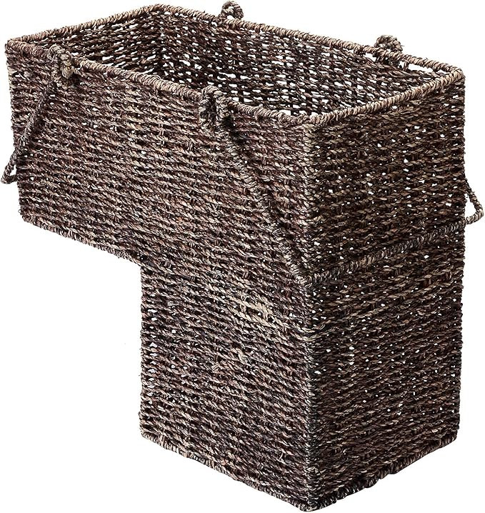 14-Inch Wicker Stair Case Basket with Handles | Handmade Woven Seagrass in Brown | Amazon (CA)