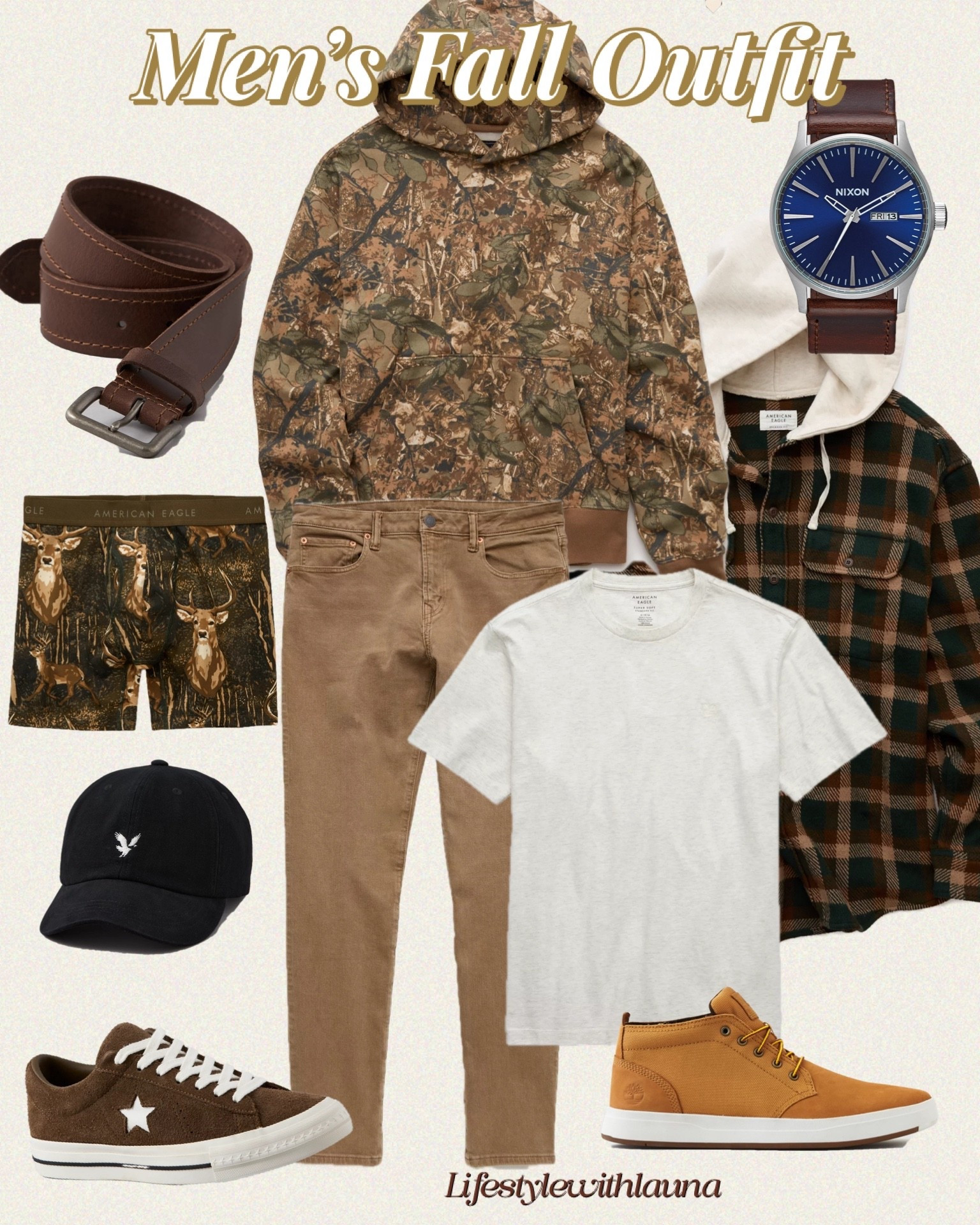 Men’s fall outfit from American Eagle. Mens camo hoodie, men’s khaki jeans, flannel, t-shirt, men’s boxer briefs hunting, men’s leather belt, baseball hat, men’s watch & sneakers. Fall family photo outfits.


men’s looks, men’s holiday outfits

#LTKSeasonal #LTKMens #LTKGiftGuide