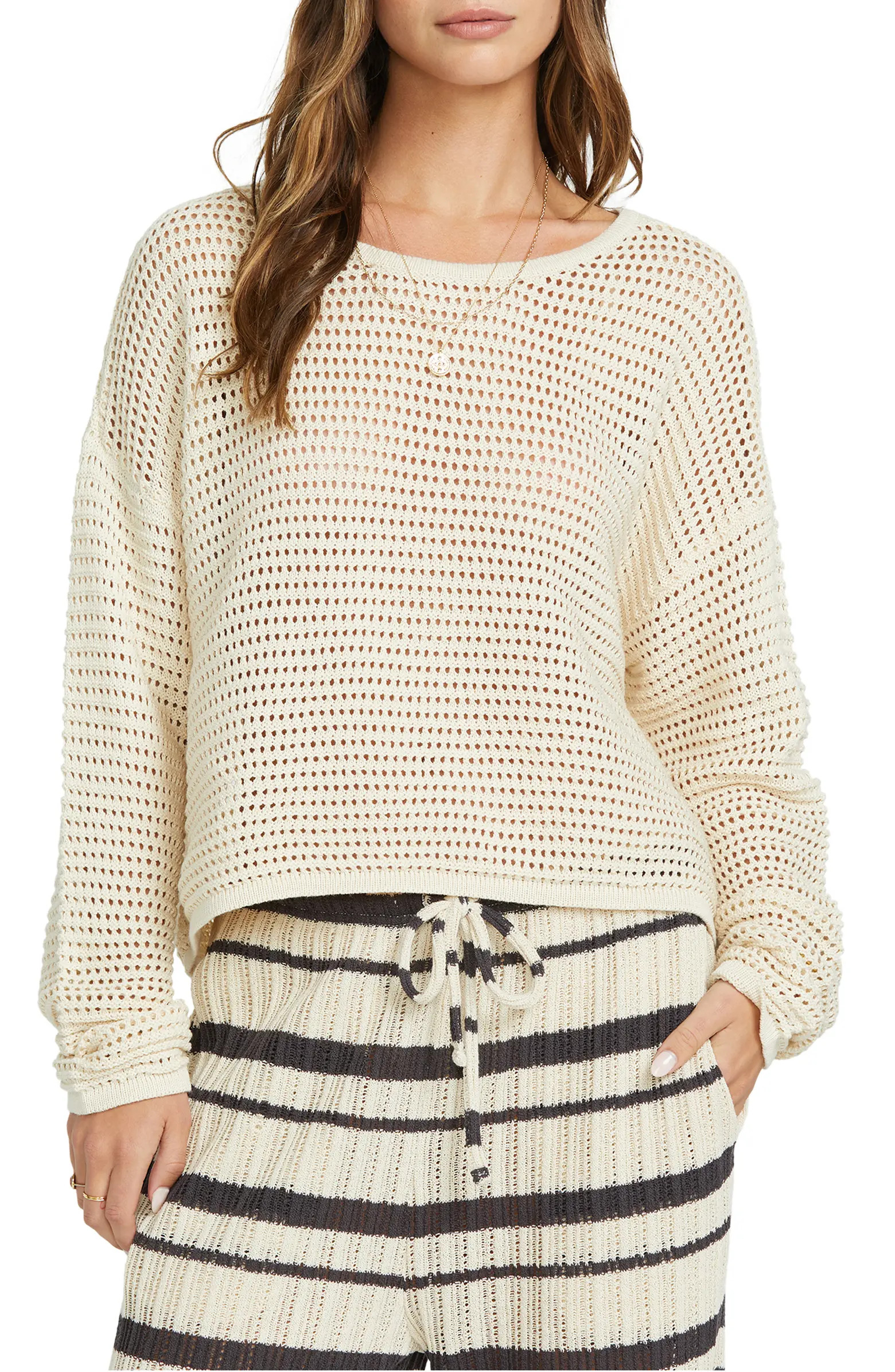 Billabong Daybreak Openwork Cotton Sweater | Nordstrom | Nordstrom