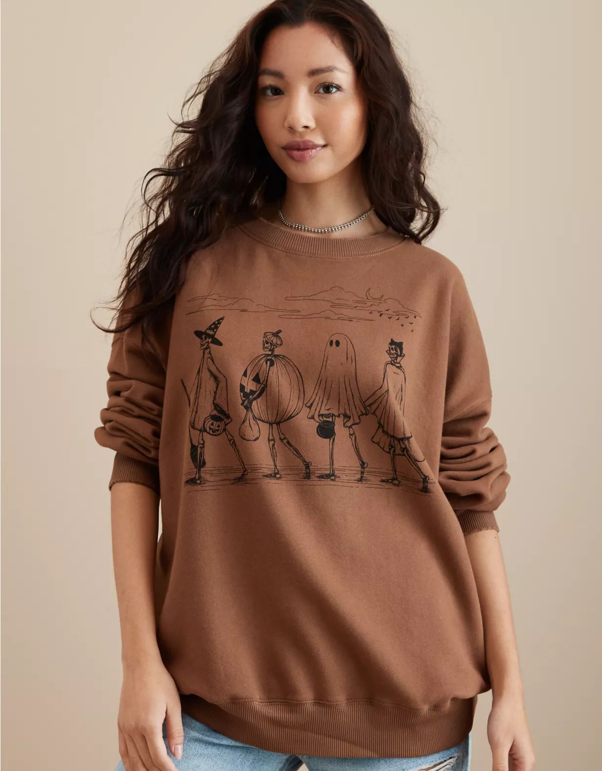 AE Oversized Halloween Graphic Sweatshirt | American Eagle Outfitters (US & CA)