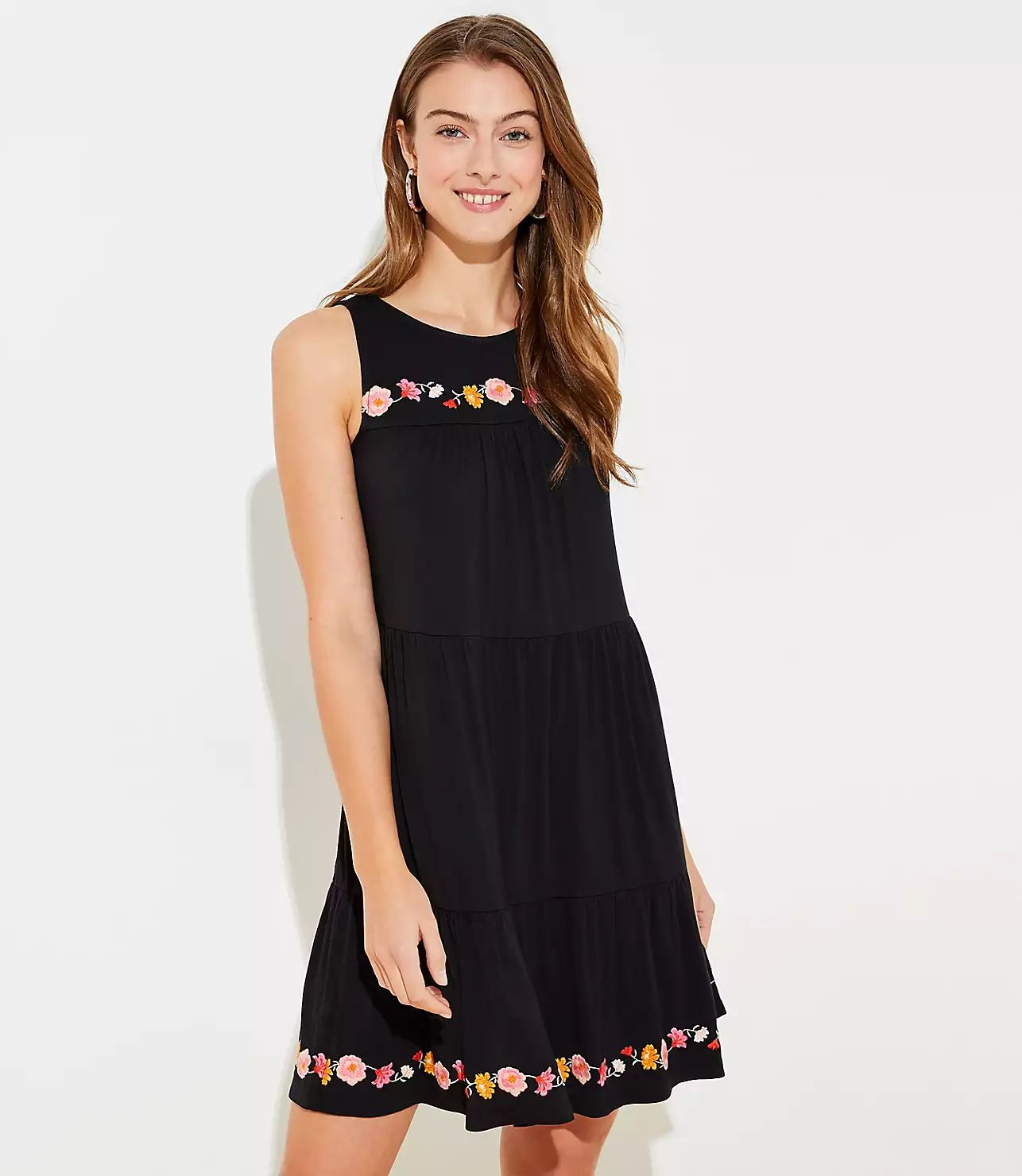 Lily Embroidered Swing Dress | LOFT